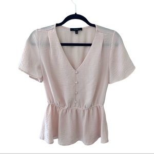 Pink Eclair V Neck Button Shirt Size Small